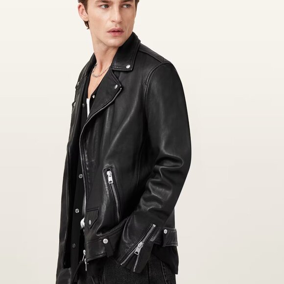 AllSaints Milo Leather Biker Jacket - Picture 2 of 6